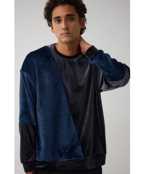 AZUL by moussy（アズールバイマウジー）の「ファーパイルベロアドッキングトップス（Tシャツ/カットソー・メンズ・ブラック/ブルー系その他3/オフホワイト/ブラック系その他/グレー・FREE）」の18枚目の写真