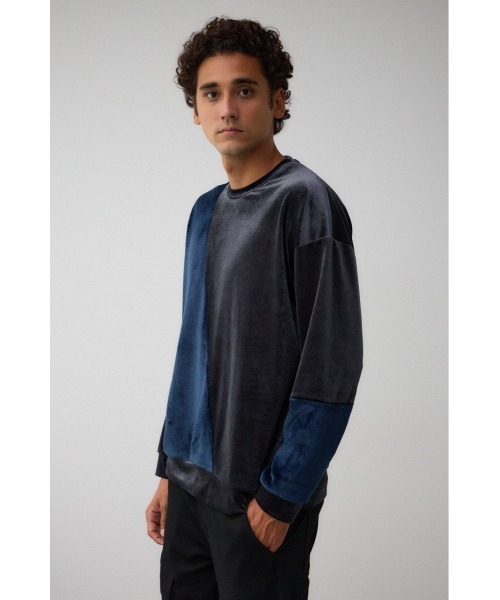 AZUL by moussy（アズールバイマウジー）の「ファーパイルベロアドッキングトップス（Tシャツ/カットソー・メンズ・ブラック/ブルー系その他3/オフホワイト/ブラック系その他/グレー・FREE）」の19枚目の写真