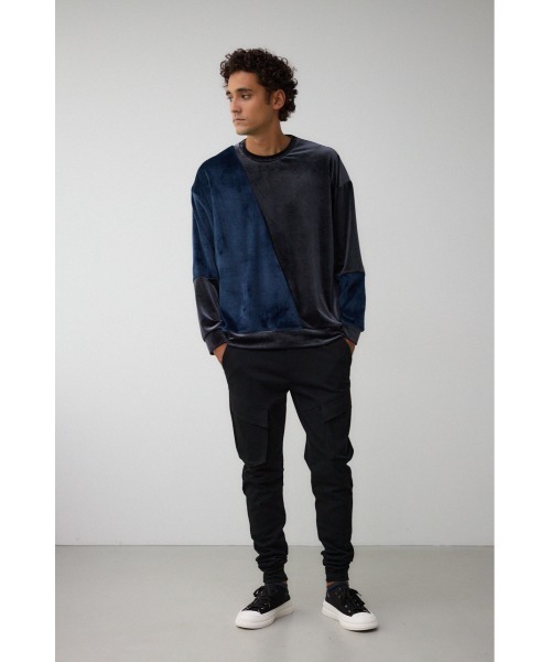 AZUL by moussy（アズールバイマウジー）の「ファーパイルベロアドッキングトップス（Tシャツ/カットソー・メンズ・ブラック/ブルー系その他3/オフホワイト/ブラック系その他/グレー・FREE）」の20枚目の写真