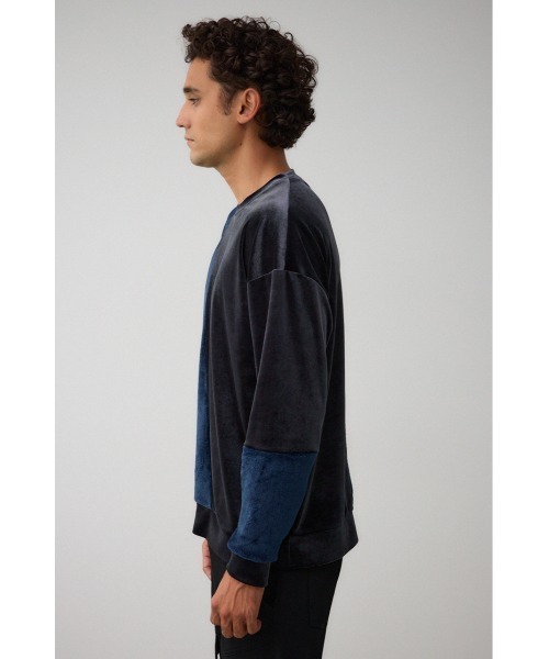 AZUL by moussy（アズールバイマウジー）の「ファーパイルベロアドッキングトップス（Tシャツ/カットソー・メンズ・ブラック/ブルー系その他3/オフホワイト/ブラック系その他/グレー・FREE）」の22枚目の写真