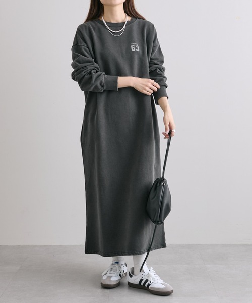 PUAL CE CIN（ピュアルセシン）の「裏起毛スウェットワンピース（ワンピース・レディース・オートミール/チャコールグレー・FREE）」の7枚目の写真