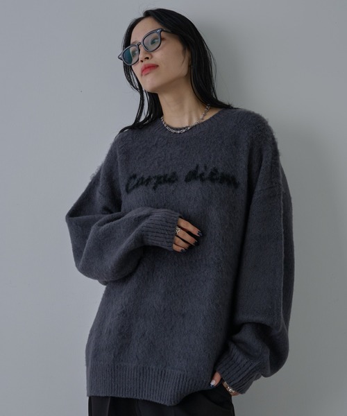 COLONY 2139（コロニートゥーワンスリーナイン）の「モヘアライクハンドライティングニット（ニット/セーター・メンズ・ブラック/グレー・MEDIUM/LARGE）」の2枚目の写真