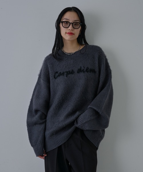 COLONY 2139（コロニートゥーワンスリーナイン）の「モヘアライクハンドライティングニット（ニット/セーター・メンズ・ブラック/グレー・MEDIUM/LARGE）」の19枚目の写真