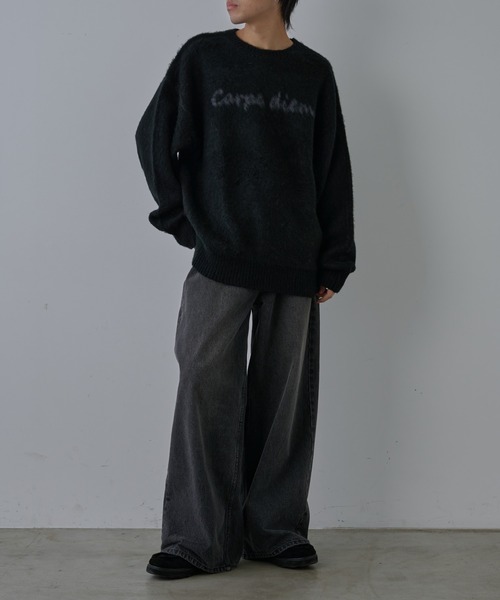 COLONY 2139（コロニートゥーワンスリーナイン）の「モヘアライクハンドライティングニット（ニット/セーター・メンズ・ブラック/グレー・MEDIUM/LARGE）」の8枚目の写真