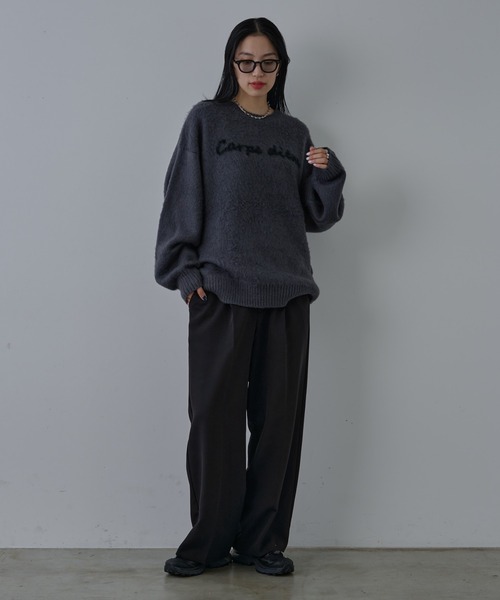 COLONY 2139（コロニートゥーワンスリーナイン）の「モヘアライクハンドライティングニット（ニット/セーター・メンズ・ブラック/グレー・MEDIUM/LARGE）」の3枚目の写真