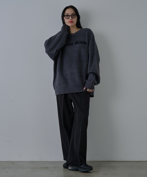 COLONY 2139（コロニートゥーワンスリーナイン）の「モヘアライクハンドライティングニット（ニット/セーター・メンズ・ブラック/グレー・MEDIUM/LARGE）」の7枚目の写真