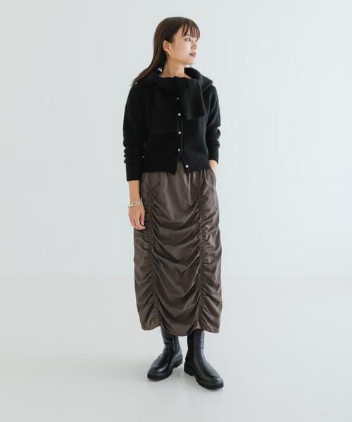 URBAN RESEARCH(アーバンリサーチ)の「シャーリングギャザースカート(スカート・レディース・チャコールグレー/ブラック・FREE)」の9枚目の写真