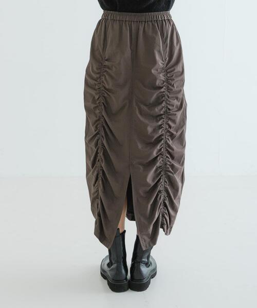 URBAN RESEARCH(アーバンリサーチ)の「シャーリングギャザースカート(スカート・レディース・チャコールグレー/ブラック・FREE)」の12枚目の写真