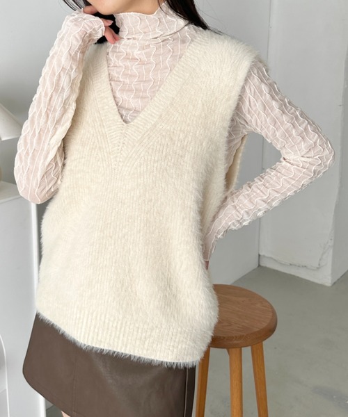 CLEA(クレア)の「ウェーブデザインシアートップス(Tシャツ/カットソー・レディース・グレー/ブラック/アイボリー/ブラウン/ホワイト・FREE)」の13枚目の写真