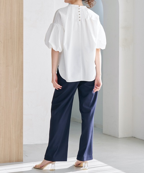 ブラウス シャツ キーネックバルーンスリーブブラウス レディース Emma Taylor ブラウス シャツ キーネックバルーンスリーブ