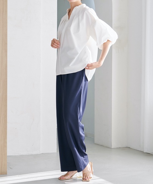 ブラウス シャツ キーネックバルーンスリーブブラウス レディース Emma Taylor ブラウス シャツ キーネックバルーンスリーブ