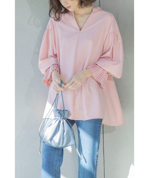 OPAQUE.CLIP（オペークドットクリップ）の「【長さ調整可能】プリーツドロストミニショルダーバッグ（ショルダーバッグ・レディース・シルバー/ブルー系6/ベージュ系6/ブラック/ピンク系9・00）」の6枚目の写真