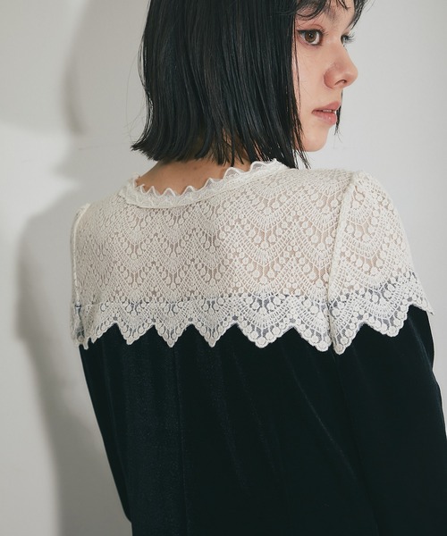 SMILE ORCHID（スマイルオーキッド）の「肩レースベロアロングワンピース（ワンピース・レディース・ブラック・S/M/L）」の14枚目の写真