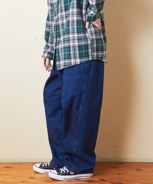 【セール】ストレッチデニム裏起毛バルーンパンツ（デニムパンツ）｜CUBE SUGAR（キューブシュガー）