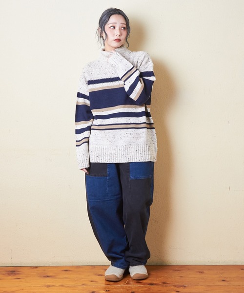 CUBE SUGAR（キューブシュガー）の「ストレッチデニム裏起毛バルーンパンツ（デニムパンツ・レディース・ブラック/インディゴブルー/マルチ/ワンウォッシュ・M）」の21枚目の写真