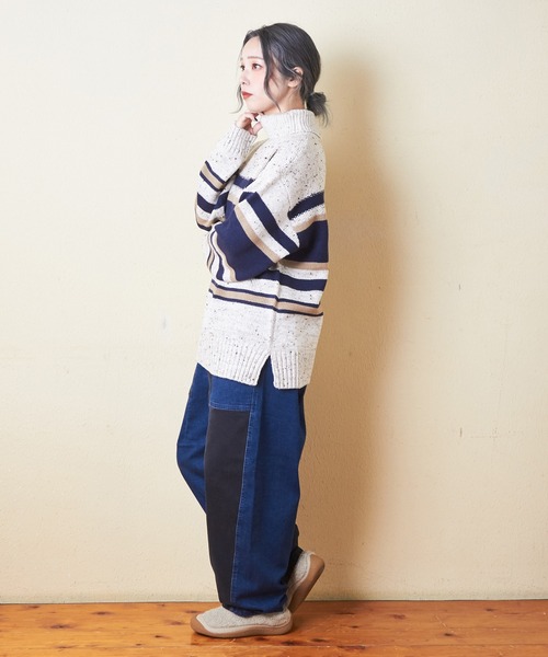 CUBE SUGAR（キューブシュガー）の「ストレッチデニム裏起毛バルーンパンツ（デニムパンツ・レディース・ブラック/インディゴブルー/マルチ/ワンウォッシュ・M）」の22枚目の写真