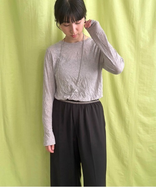 LHELBIE(レルビエ)の「ワッシャーシアートップス(Tシャツ/カットソー・レディース・ネイビー/ライトグレー/グリーン・M)」の6枚目の写真