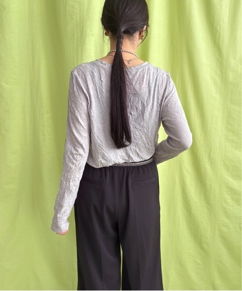 LHELBIE(レルビエ)の「ワッシャーシアートップス(Tシャツ/カットソー・レディース・ネイビー/ライトグレー/グリーン・M)」の8枚目の写真