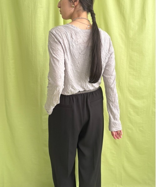 LHELBIE(レルビエ)の「ワッシャーシアートップス(Tシャツ/カットソー・レディース・ネイビー/ライトグレー/グリーン・M)」の11枚目の写真