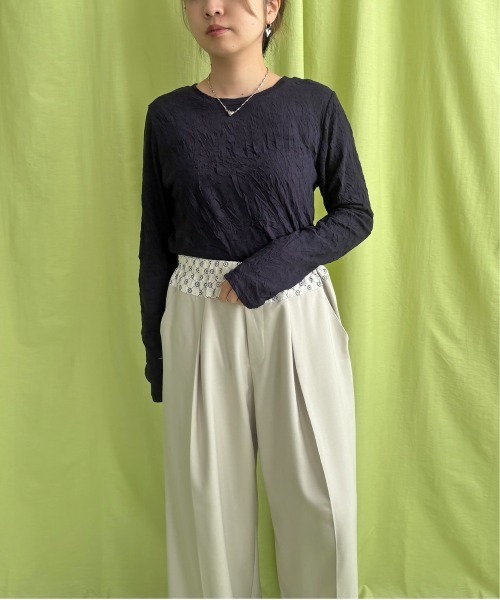 LHELBIE(レルビエ)の「ワッシャーシアートップス(Tシャツ/カットソー・レディース・ネイビー/ライトグレー/グリーン・M)」の20枚目の写真