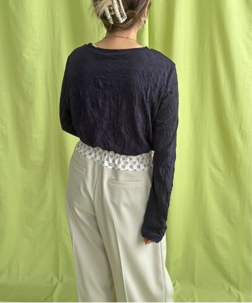 LHELBIE(レルビエ)の「ワッシャーシアートップス(Tシャツ/カットソー・レディース・ネイビー/ライトグレー/グリーン・M)」の5枚目の写真