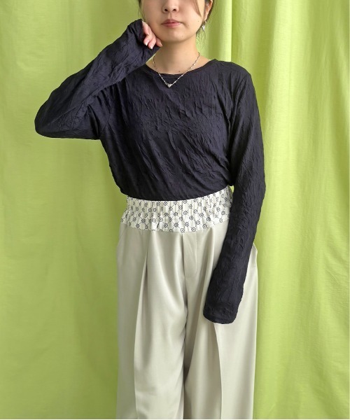 LHELBIE(レルビエ)の「ワッシャーシアートップス(Tシャツ/カットソー・レディース・ネイビー/ライトグレー/グリーン・M)」の21枚目の写真