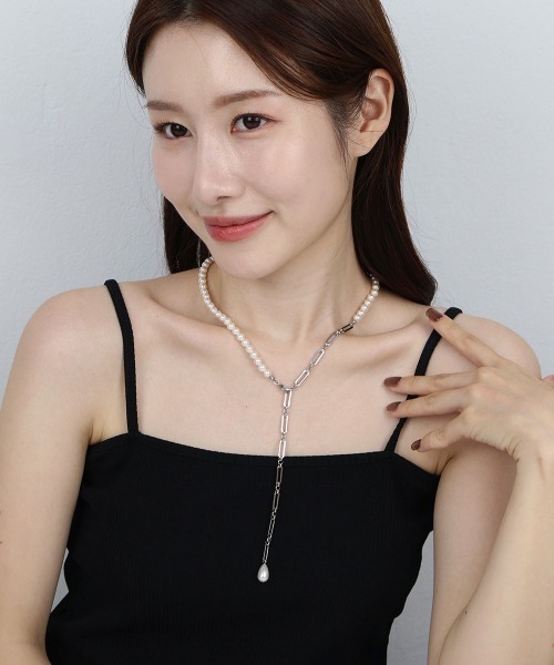 甘さ薫る果実モチーフ♡【CHANEL】ネックレス セール】【金属アレルギー対応】 パール×オーバルチェーン