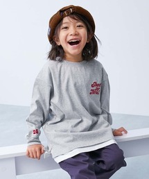 devirock（デビロック）の「綿100% お洗濯してもよれにくい ビッグシルエット袖リブ ワンポイント刺繍 アソート 長袖Tシャツ（Tシャツ/カットソー）」