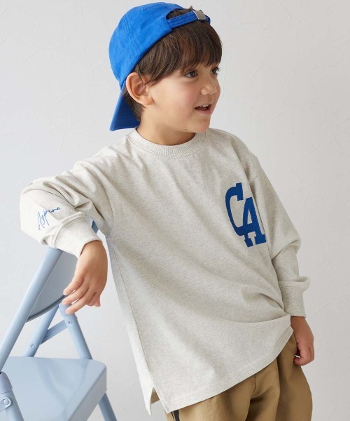 devirock（デビロック）の「綿100% お洗濯してもよれにくい ビッグシルエット袖リブ ワンポイント刺繍 アソート 長袖Tシャツ（Tシャツ/カットソー・キッズ・ブラック系2/ブルー系2/ブルー系/ブラック系/グリーン系/ベージュ系/ブルー系3/ブラック系3/ネイビー系/パープル系/グレー系/ブラック系4/ホワイト系・110cm/100cm/160cm/150cm/140cm/130cm/120cm）」の8枚目の写真