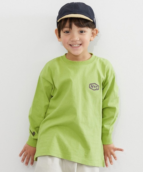 devirock（デビロック）の「綿100% お洗濯してもよれにくい ビッグシルエット袖リブ ワンポイント刺繍 アソート 長袖Tシャツ（Tシャツ/カットソー・キッズ・ブラック系2/ブルー系2/ブルー系/ブラック系/グリーン系/ベージュ系/ブルー系3/ブラック系3/ネイビー系/パープル系/グレー系/ブラック系4/ホワイト系・110cm/100cm/160cm/150cm/140cm/130cm/120cm）」の9枚目の写真