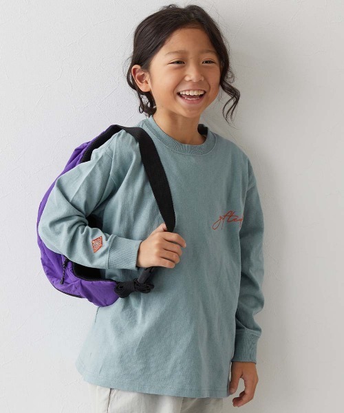 devirock（デビロック）の「綿100% お洗濯してもよれにくい ビッグシルエット袖リブ ワンポイント刺繍 アソート 長袖Tシャツ（Tシャツ/カットソー・キッズ・ブラック系2/ブルー系2/ブルー系/ブラック系/グリーン系/ベージュ系/ブルー系3/ブラック系3/ネイビー系/パープル系/グレー系/ブラック系4/ホワイト系・110cm/100cm/160cm/150cm/140cm/130cm/120cm）」の12枚目の写真