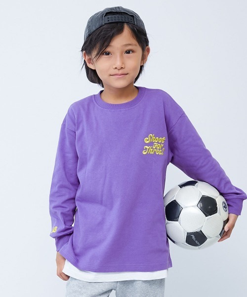 devirock（デビロック）の「綿100% お洗濯してもよれにくい ビッグシルエット袖リブ ワンポイント刺繍 アソート 長袖Tシャツ（Tシャツ/カットソー・キッズ・ブラック系2/ブルー系2/ブルー系/ブラック系/グリーン系/ベージュ系/ブルー系3/ブラック系3/ネイビー系/パープル系/グレー系/ブラック系4/ホワイト系・110cm/100cm/160cm/150cm/140cm/130cm/120cm）」の13枚目の写真
