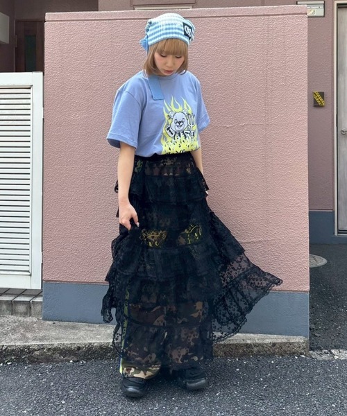 Candy Stripper(キャンディストリッパー)の「HEART TIERED LACY スカート(スカート・レディース・ブラック/ブルー・FREE)」の9枚目の写真