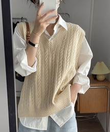 blackdia ocean（ブラックダイヤオーシャン）の「blackdia ocean シンプルＶネックニットベスト（ベスト）」