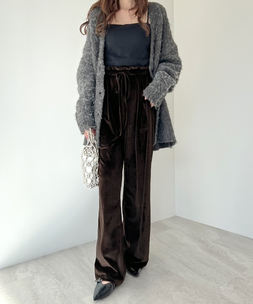 Futier land(フューティアランド)の「ベロアパンツ(その他パンツ・レディース・グレー/ダークブラウン・FREE)」の6枚目の写真