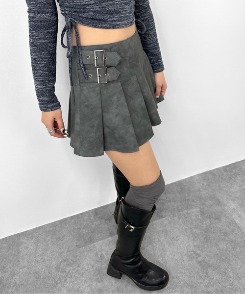 ダブルベルトプリーツミニスカート ダブルベルトプリーツミニスカート | lilLilly official webstore