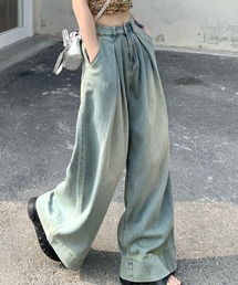 Teem Store | フロントタックルーズワイドヴィンテージ加工デニム(デニムパンツ)