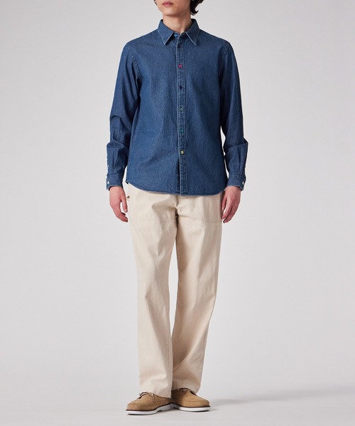 PS Paul Smith(ピーエスポールスミス)の「マルチカラーボタン デニムシャツ / 152301 612PN(シャツ/ブラウス・メンズ・インディゴブルー・SMALL/MEDIUM/LARGE/X-LARGE/XX-LARGE)」の4枚目の写真