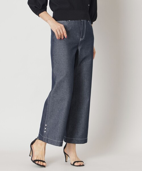 TO BE CHIC(トゥー ビー シック)の「リアクティブデニム ワイドシルエット パンツ(デニムパンツ・レディース・ネイビー・40)」の1枚目の写真