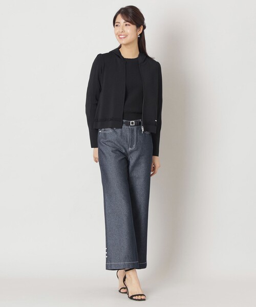 TO BE CHIC(トゥー ビー シック)の「リアクティブデニム ワイドシルエット パンツ(デニムパンツ・レディース・ネイビー・40)」の2枚目の写真
