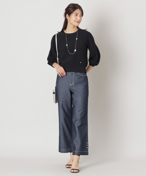 TO BE CHIC(トゥー ビー シック)の「リアクティブデニム ワイドシルエット パンツ(デニムパンツ・レディース・ネイビー・40)」の3枚目の写真