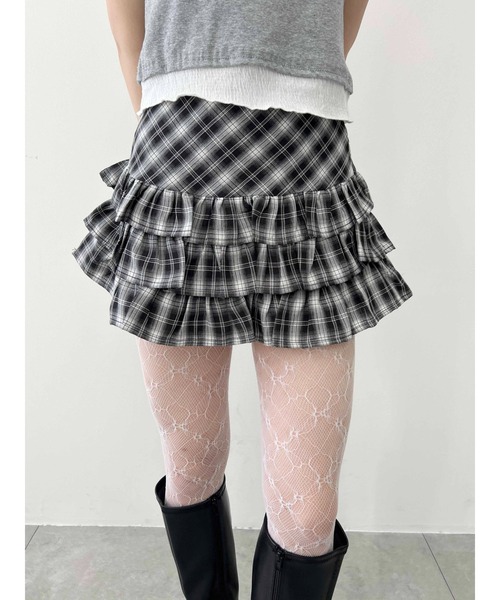 PHILLY（フィリー）の「【PHILLY】フリル切替チェックミニスカート（スカート・レディース・ブラック/レッド・FREE）」の18枚目の写真