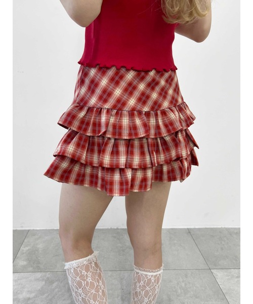 PHILLY（フィリー）の「【PHILLY】フリル切替チェックミニスカート（スカート・レディース・ブラック/レッド・FREE）」の10枚目の写真