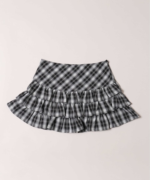PHILLY（フィリー）の「【PHILLY】フリル切替チェックミニスカート（スカート・レディース・ブラック/レッド・FREE）」の3枚目の写真