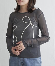 シアーリボンコード刺繍プルオーバー