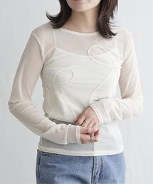 シアーリボンコード刺繍プルオーバー