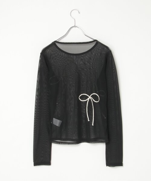 VENCEEXCHANGE(ヴァンスエクスチェンジ)の「シアーリボンコード刺繍プルオーバー(Tシャツ/カットソー・レディース・ブラック/アイボリー/チャコール・FREE)」の4枚目の写真