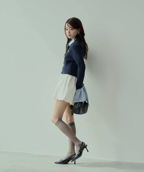 Chico（チコ）の「袖リボンシャツレイヤードカーディガン（カーディガン/ボレロ・レディース・ネイビー/グレー/アイボリー・FREE）」の21枚目の写真