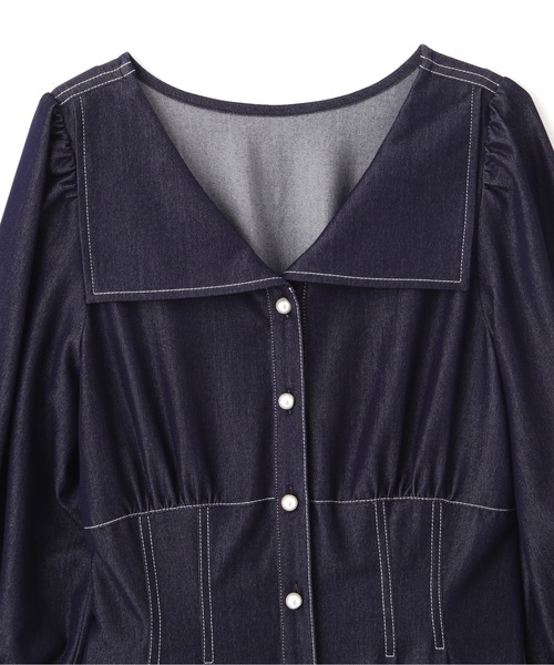 JILL by JILL STUART(ジルバイジルスチュアート)の「◇レースアップ配色ワンピース(ワンピース・レディース・ベージュ/インディゴブルー・FREE)」の7枚目の写真