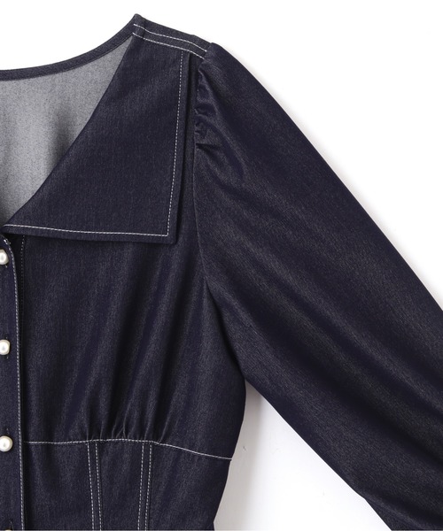 JILL by JILL STUART(ジルバイジルスチュアート)の「◇レースアップ配色ワンピース(ワンピース・レディース・ベージュ/インディゴブルー・FREE)」の8枚目の写真
